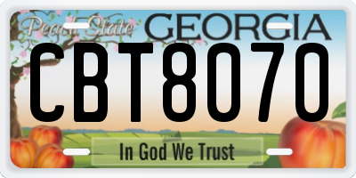 GA license plate CBT8070