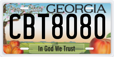 GA license plate CBT8080