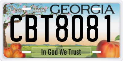 GA license plate CBT8081