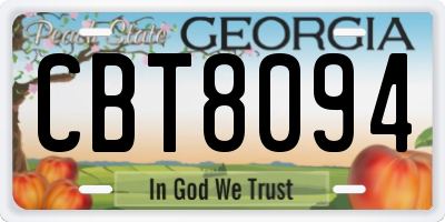 GA license plate CBT8094