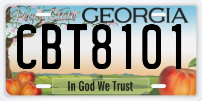 GA license plate CBT8101