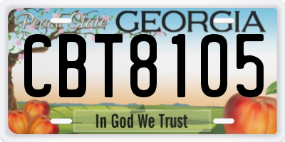 GA license plate CBT8105