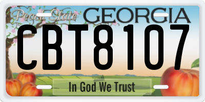 GA license plate CBT8107