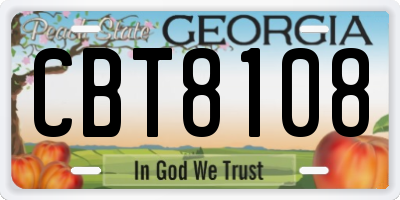 GA license plate CBT8108