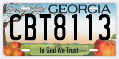 GA license plate CBT8113