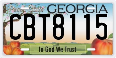 GA license plate CBT8115