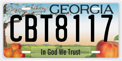 GA license plate CBT8117