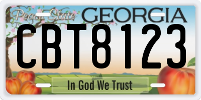 GA license plate CBT8123