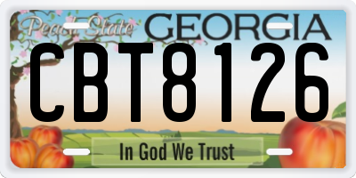 GA license plate CBT8126
