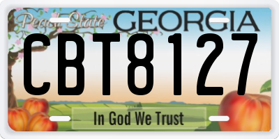 GA license plate CBT8127