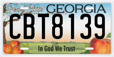 GA license plate CBT8139