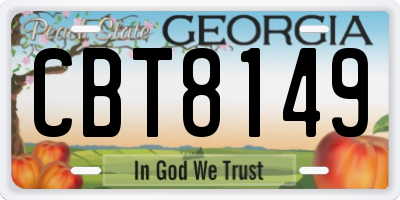 GA license plate CBT8149