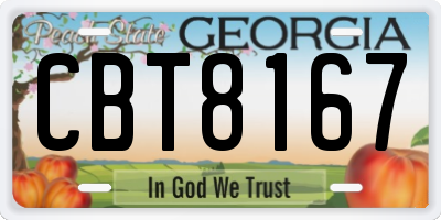 GA license plate CBT8167