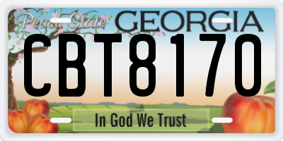 GA license plate CBT8170