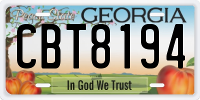 GA license plate CBT8194