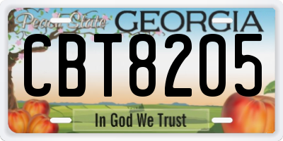 GA license plate CBT8205