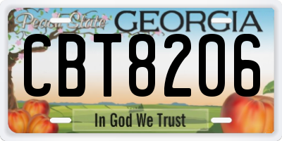 GA license plate CBT8206