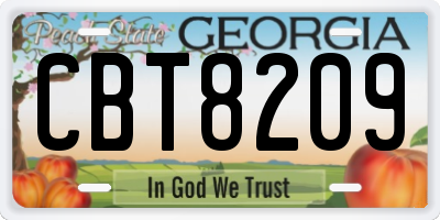 GA license plate CBT8209