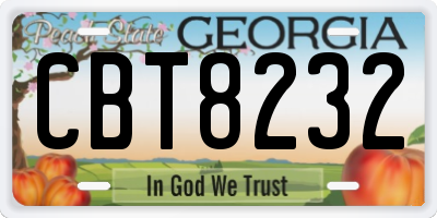 GA license plate CBT8232