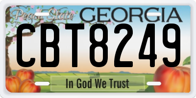 GA license plate CBT8249