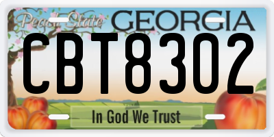 GA license plate CBT8302