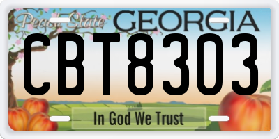 GA license plate CBT8303