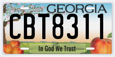 GA license plate CBT8311