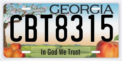 GA license plate CBT8315
