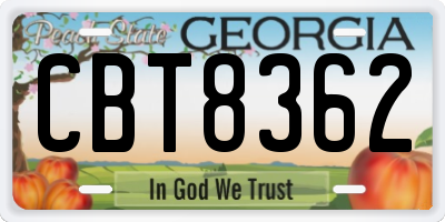 GA license plate CBT8362