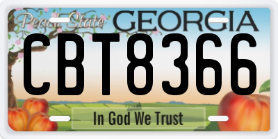 GA license plate CBT8366