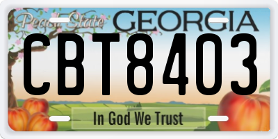GA license plate CBT8403