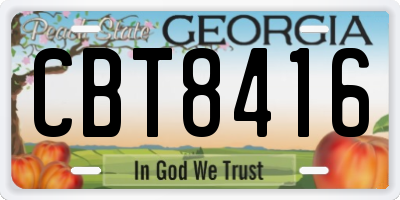 GA license plate CBT8416