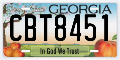 GA license plate CBT8451