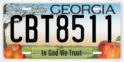 GA license plate CBT8511