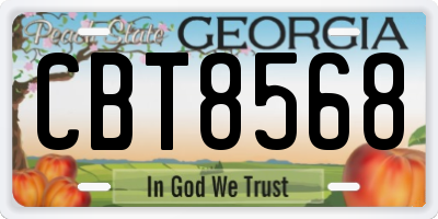 GA license plate CBT8568