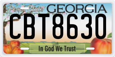 GA license plate CBT8630