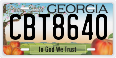 GA license plate CBT8640