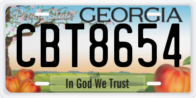 GA license plate CBT8654