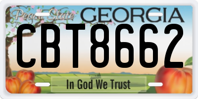 GA license plate CBT8662