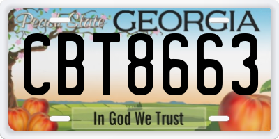 GA license plate CBT8663