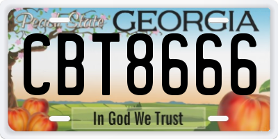 GA license plate CBT8666
