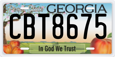GA license plate CBT8675