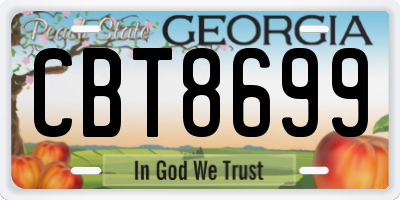 GA license plate CBT8699