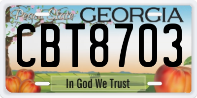 GA license plate CBT8703