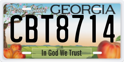 GA license plate CBT8714