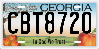 GA license plate CBT8720