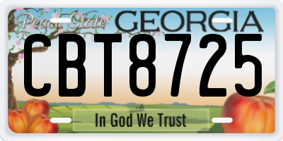 GA license plate CBT8725