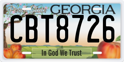 GA license plate CBT8726