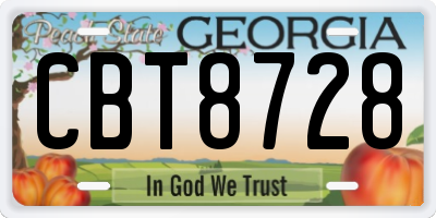 GA license plate CBT8728