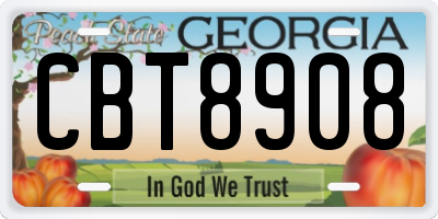 GA license plate CBT8908